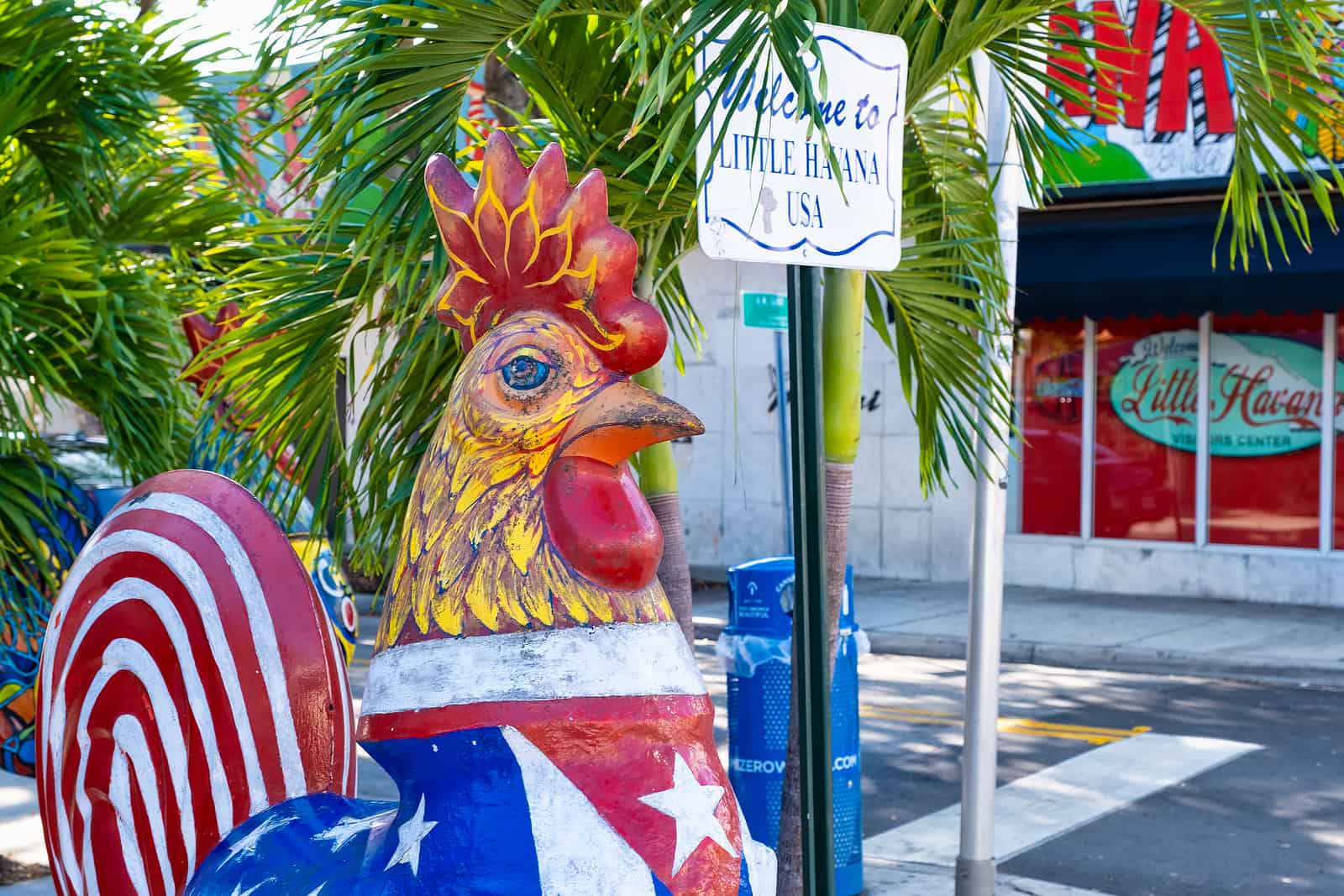 The famous rooster on Calle Ocho (8th Street), Little Havana. things to do at miami florida
