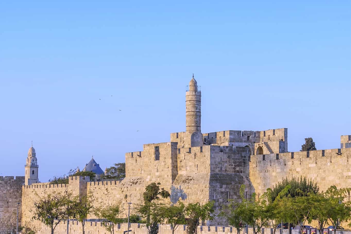 The Tower of David and the walls of the old city of Jerusalem