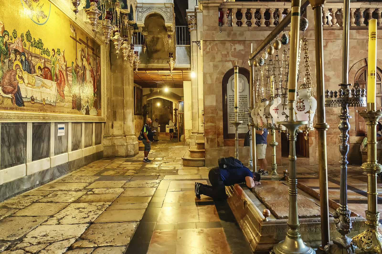 The Stone of Unction in the church of the Holy Sepulcher is a must see in jerusalem